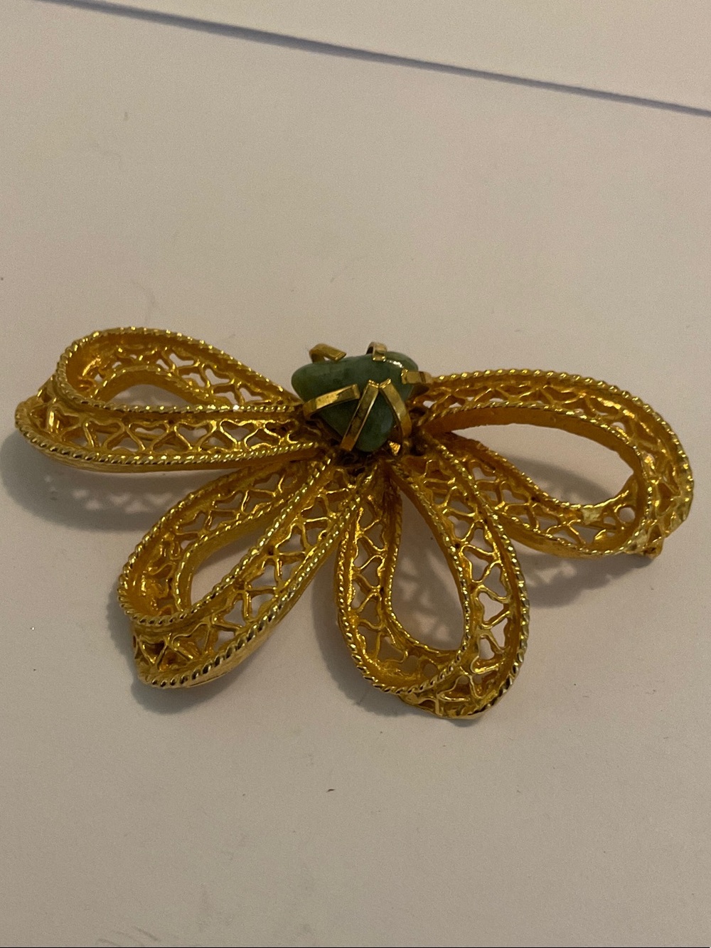 Vintage genuine jade brooch